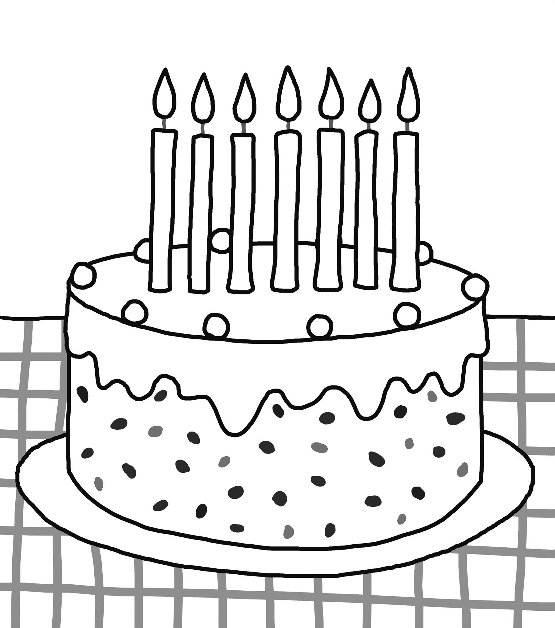 Birthday cake coloring page