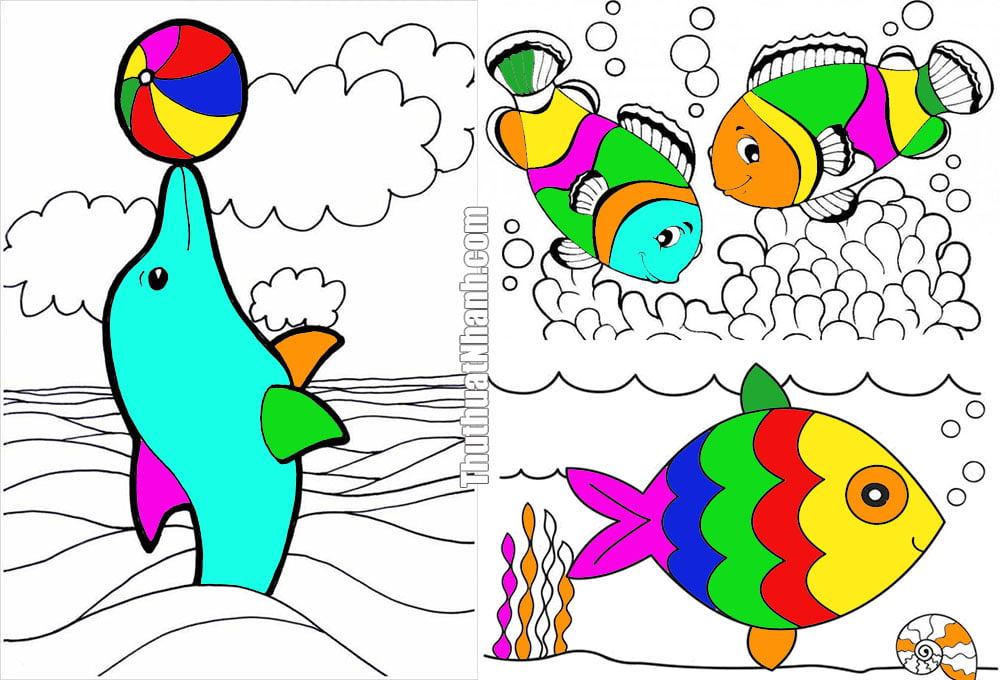 tranh tô màu con cá cho bé