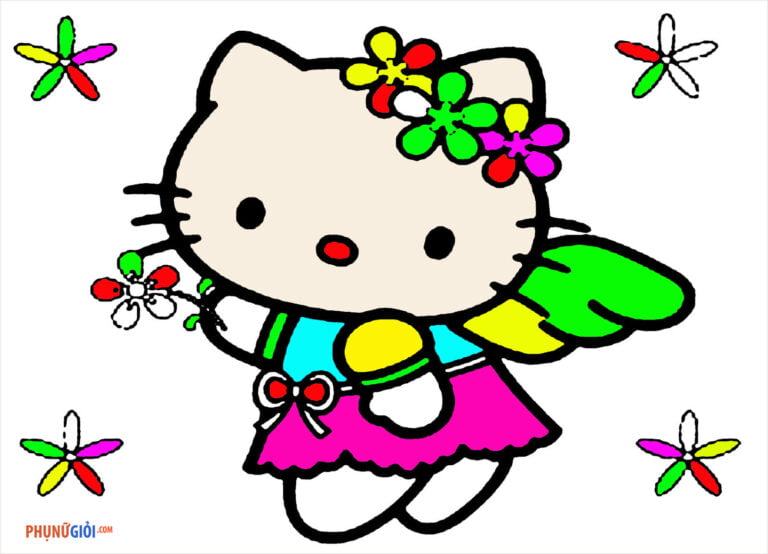 Tranh tô màu hello kitty đẹp, cute dễ thương nhất cho bé