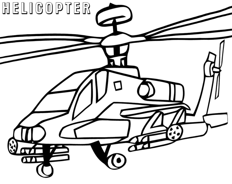 Tranh tô màu máy bay trực thăng cho bé tô màu