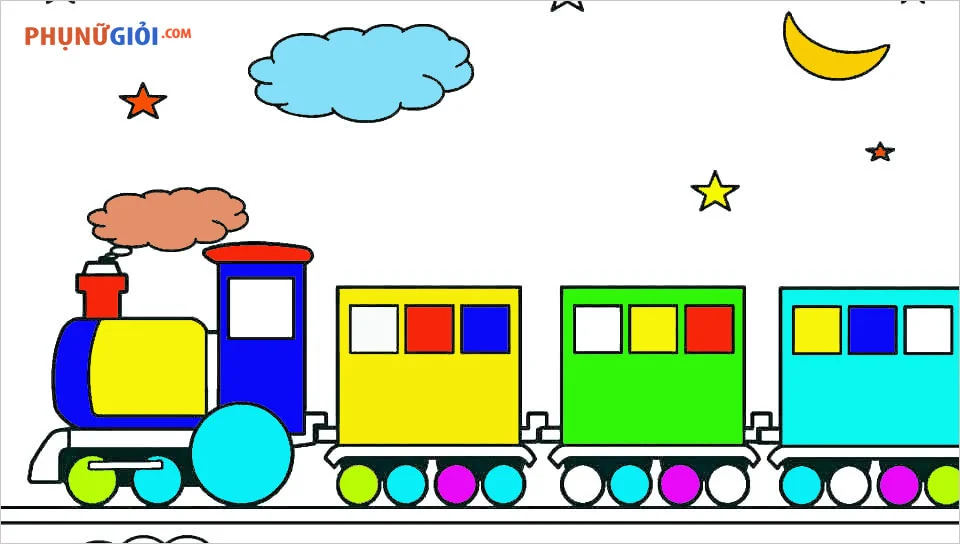 Tranh tô màu tàu hỏa cho bé