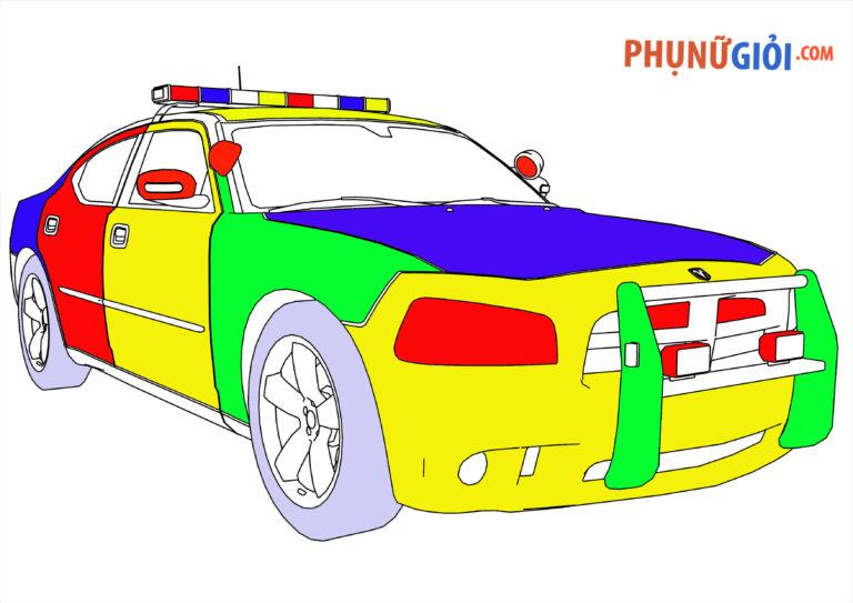 Tranh tô màu xe cảnh sát cho bé: bảo vệ mọi người