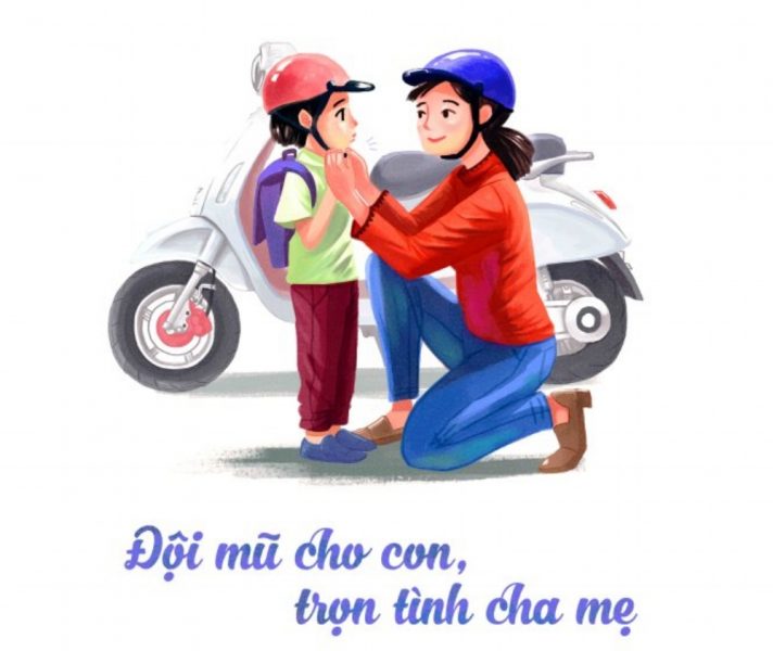 Hãy vẽ bức tranh đội mũ thật đẹp để tự bảo vệ mình Đội mũ cho con bằng tình yêu trọn vẹn của cha mẹ